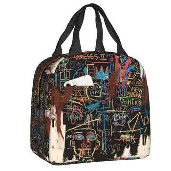 Híres New York-i Street Art Ebéd Bag Basquiats Graffiti Resuable Hőszigetelt Ebédet a Piknik Élelmiszer-Tároló Táska Táskák