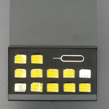 12-Slot-NANO+1-Slot-Kártya Pin-Alumínium, Hordozható Micro SIM Pin a SIM-Kártya Nano Memóriakártya Tároló Doboz Esetben Protector Jogosultja 1db