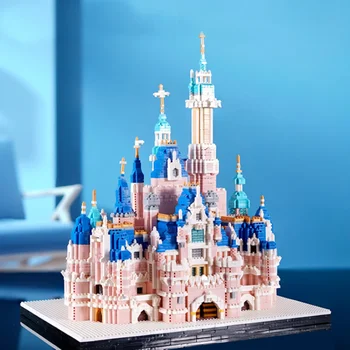 Kreatív Közgyűlés Játék a Gyermekek Fantasy Mesék Rózsaszín Hercegnő Vár 3D-s Modell DIY Gyémánt Épület-Blokk Tégla