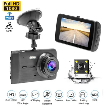 Autó DVR WiFi, 1080P felbontású Kamera Regisztrátor Jármű Kamera Videó Felvevő éjjellátó Auto Fekete Doboz Dashcam GPS, Autó Tartozékok