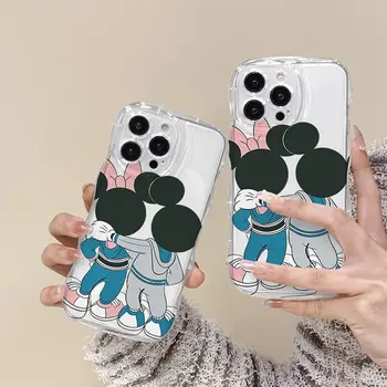 Mickey Egér Minnie Egér Anime Pár Telefon tok iPhone 14 13 12 11 Pro Max Xr Xs 7 8 14 Plusz Esetben Tiszta Aranyos rajzfilm Borító