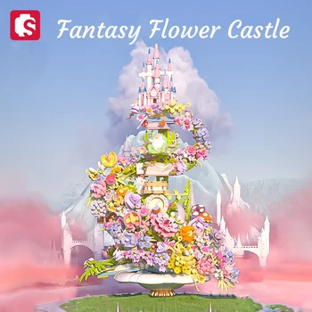 SEMBO 3060pcs Fantasy Vízesés Virág Kastély Építészeti építőkövei MOC Romantikus lakberendezés Tégla, Ünnep, Ajándék Lány