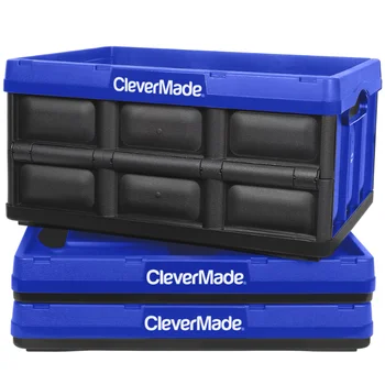 CleverMade Rakható Összecsukható tárolóban Nincs Fedél - 8 Gal Royal Kék, 3 darabos tároló doboz