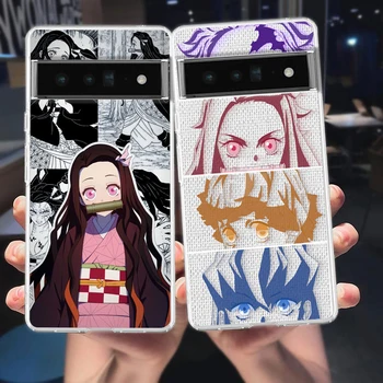 Nezuko Démon Vadász kollázs Anime A Google Pixel 8 7 6 Pro 6A 5 4 5A 4A 3A XL 5G Telefon Esetében Szilikon Ütésálló Puha TPU Borító