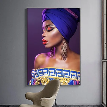 Fekete Lány Ékszerek, Vászon Nyomtatás Afrikai Művészetet Nők Fal Festés Nappali Wall Art Poszterek, Nyomatok, Fali Dekoráció Képek