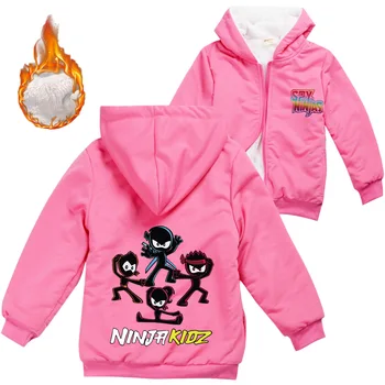 Anime NINJA KIDZ Gyermekek Ruhát a Gyerekek Őszi Téli Rózsaszín Kapucnis ZipperJjacket Felső Fiú Pulóver Lányok Alkalmi Kabát