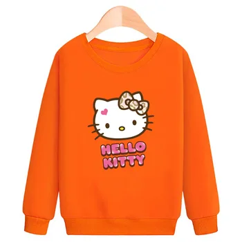 Hello Kitty Gyermek Tiszta Pamut Alkalmi Pulóver Lányok Rajzfilm Printed Hosszú Ujjú Felső Gyermek ruházat Kényelmes Alap Ing
