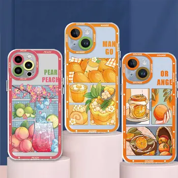 Gyümölcs, Rózsaszín, Barack, Narancs Mangó Tiszta Telefon tok Apple iPhone 15 14 13 12 11 Pro Max 13 12 Mini XS Max XR X 7 8 6 6 Plus