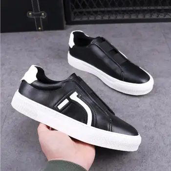 Divat márka, slip-on board cipő bőr koreai változata alkalmi cipő, sport cipő, férfi A3