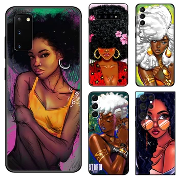 Fekete tpu Esetben Afro Fekete Lány A Samsung galaxy S20 S21 S22 FE PLUS ultra+S10-E lite hátlap
