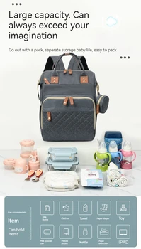 Mama táska hordozható összecsukható kiságy, válltáska, többfunkciós baba-mama hátizsák