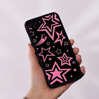 Vadvirág Szilikon Gumi Telefon burkolata az iPhone 6 6 7 8 Plusz X XS XR 11 12 13 14 Mini Pro Max Rózsaszín, Fekete, Szuper Csillagos