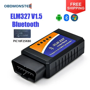 ELM327 V1.5 OBD2 PIC18F25K80 Bluetooth V1.5 Vezeték nélküli Szkenner Támogatja OBD2 Protokollt ELM 327 Automatikus Diagnosztikai Eszközök Android
