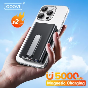 QOOVI 5000mAh Mágneses Vezeték nélküli Powerbank PD20W Gyors Töltés Mini Hordozható Külső Akkumulátor Töltő iPhone Samsung Xiaomi