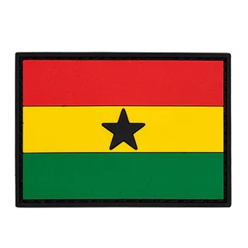 Ghána Zászló PVC Gumi Jelvények Csepp Ragasztó Labelgarment Szilikon Ruházat Foltok Hátizsák Mágikus Matrica tépőzáras Kalap Appliqués