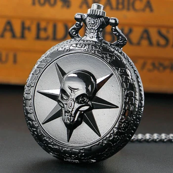 Fekete Egyedi Személyiség Quartz zsebóra Vintage Alkalmi Medál Lánccal Ajándékok Férfiaknak reloj de bolsillo