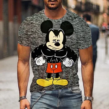 Disney Mickey Mickey Egér Férfi Rövid Ujjú póló Szabadidő Stílusú 3d-s Nyomtatás póló Nyári Street póló Izom Mickey