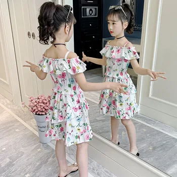 2023 Korea Nyári Gyerekek Dagadt Ruhát Általános Lányok Aranyos Nyomtatás Hercegnő Ruha, Gyerek Party Girl Dress A Lányt Divat Ruházat