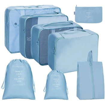 8db szakítószilárdságú Szekrény Összecsukható Bőrönd Tároló Szervező helytakarékos Csomagokat Könnyen hordozható, Kényelmes Utazási Kocka Szett