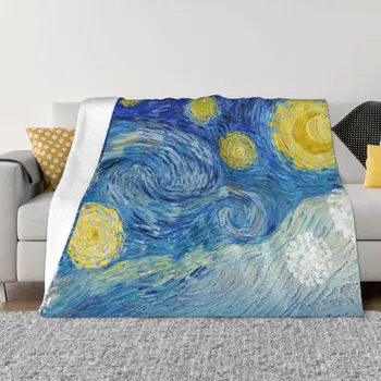 Vincent Van Gogh Festmény Takaró, Terítő Díszítése Csillagos Éjszaka Hordozható Haza Ágytakaró