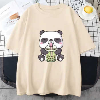 Buborék Boba Tejes Tea Panda Grafikus Póló Női Rövid Ujjú Felsők Tee Rajzfilm Állati Vicces Póló Divat Rajzfilm Ruhát, Aranyos