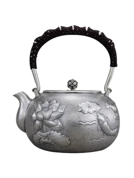 A Lotus Pot Sterling Ezüst Háztartási Víz Forr, Vízforraló, Kézzel Készített Tea Klasszikus Forralt Vizet Teáskanna Hurok Nyelű Teáskanna