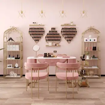 Rózsaszín Fém Köröm Asztal Skandináv Egyszerű Egyéb szálláshely Többfunkciós Manikűr Asztal Design Modern Mesa De Manikür Bútorok YX50ZJ