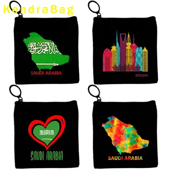 Szaúd-Arábia Térkép Zászló Jelkép Teve Szaúd-Arábiai Kulcs, Pénztárca Vászon Táska, Zacskó Tárolási Pamut Kozmetikai Táska, Pénztárca Cipzár Ajándékok