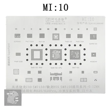 Amaoe MI:10 BGA Reballing Stencil a SM7150 RAM SM8150 CPU XIAOMI 9 K20 Sorozat Telefon Javítás