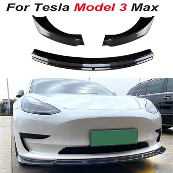 A Tesla Model 3-Max Első Lökhárító Ajak Fekete Test Kit Spoiler alacsonyabb Splitter Lökhárító Canard Ajak alatt Splitter őr Tartozékok