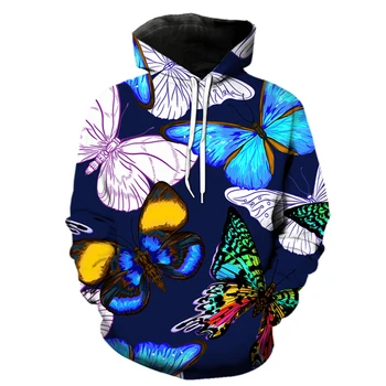 Pillangó Rovar Mintás kapucnis felső 3D Nyomtatott Unisex Pullovers Hiphop Kapucnis Alkalmi Melegítőfelső Utca Felső Melegítő