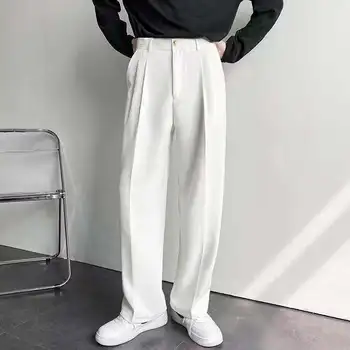 EOENKKY/ Férfi koreai Fahions Széles Láb Nadrág 2023 Fehér Laza Alkalmi sarouel Japán Streetwear Nadrág Férfi
