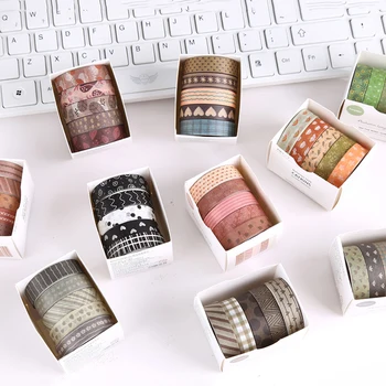 Alapvető Washi Tape 5 Tekercs Napló Dekoráció Cinta Adhesiva Decorativa Írószer Szalaggal Scrapbooking Kellékek Washi Szalagok