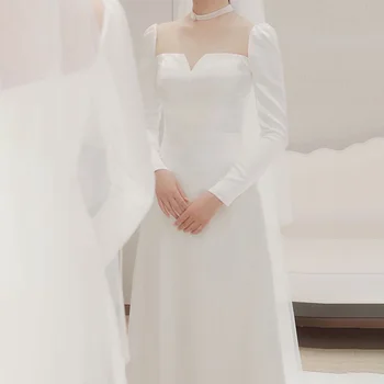 POMUSE Szexi Tér Gallér Esküvői ruha Hableány Backless földig érő Menyasszony Ruha Egyedi Vestido De Novia a Nők