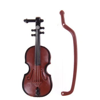 Forró eladó 1DB 1:12 Babaház Mini Hegedű Hangszerek Gyűjtemény DIY A Ház Baba Dekoráció Kiegészítők Gyermekek Ajándék