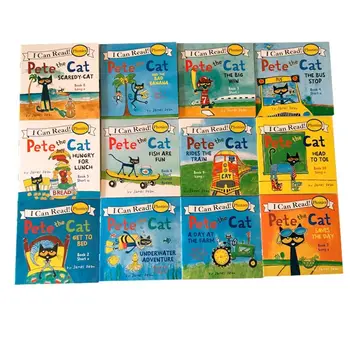 12 Könyvek/Set Tudok Olvasni Pete A Macska, Angol Kép Könyvek Gyermekek Történet Könyv Elején Educaction Zseb-Könyv Olvasás