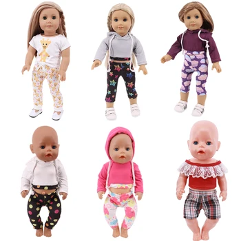 Baba ruhák, 43 cm Játék újszülött baba-Amerikai baba Divat Rajzfilm pólók, sport kapucnis felső, ruha a Lány ajándék