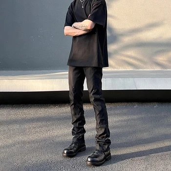 Vékony Nadrág Férfi Fekete Nyári Alkalmi Tervező Slim Divat Egyszerű, Egyszínű Streetwear Őszi Hűvös Eredeti Y2k Fit Nadrág