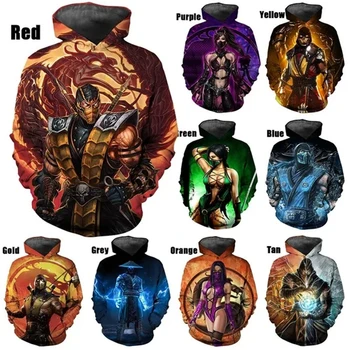 Legújabb Divat Mortal Kombat MenWomen 3D Nyomtatott kapucnis felső Népszerű Design Sport Melegítő felső Unisex Streetwear Plus Size Laza Felsők