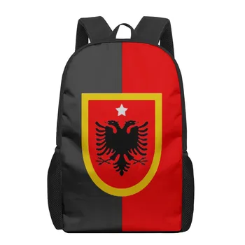 Albán köztársaság Zászló Nyomtatott Gyermekek Iskola Táska, Fiúk, Lányok, Laza Váll táska Tinédzserek Laptop Hátizsák Utazási Hátizsák