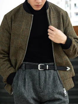 Amerikai alkalmi férfi Ivy gyapjú tweed vintage kabát dzseki módosított rövid baseball dzseki IVY