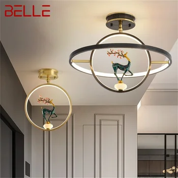 ·BELLE Réz csillár Modern Luxus Jade Lámpa, Lámpatestek, LED Kreatív Otthon Étkező Dekoráció