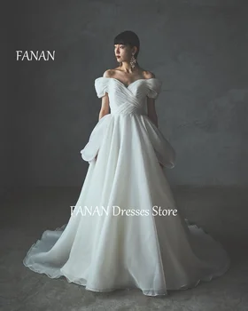 FANAN Japán Esküvői Ruha A-Line ウェディングドレスです Le a Vállát, Organza Elegáns Elefántcsont Egyedi Vintage Menyasszony Ruhák Plus Size