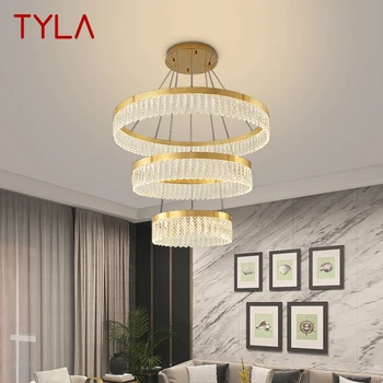 TYLA Modern Kristály Medál Lámpa LED-es Évjárat Fény Luxus Gyűrűk Csillár Haza Nappali Étkező Hálószoba Decor