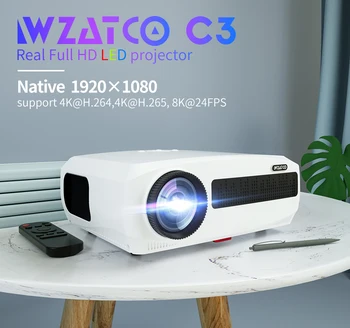 WZATCO C3 Full HD 1080P Projektor Android 9.0 WIFI 300inch Nagy Képernyőn Proyector házimozi Media Video Lejátszó Okos Fürkész