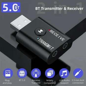USB 5.0 Blue Tooth Audio Receiver Adó Adapter BT-compatib 5.0 Vevő, 2 AZ 1-ben Vezeték nélküli Audió 3,5 mm-es, USB-Aux Adapter